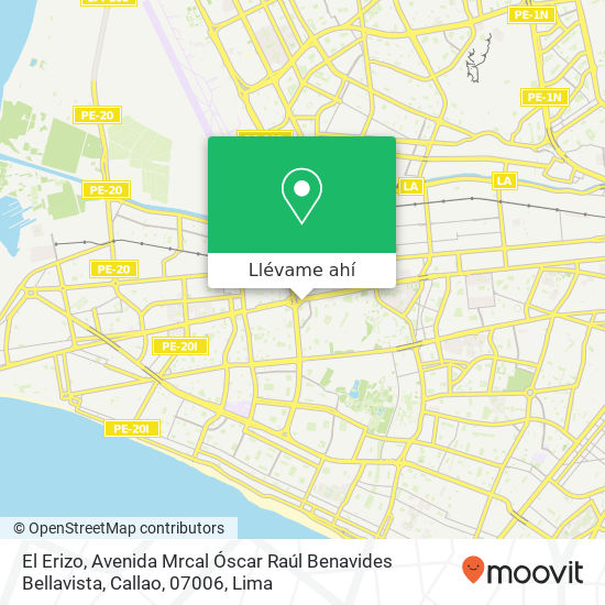 Mapa de El Erizo, Avenida Mrcal Óscar Raúl Benavides Bellavista, Callao, 07006