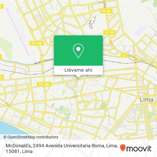 Mapa de McDonald's, 2494 Avenida Universitaria Roma, Lima, 15081
