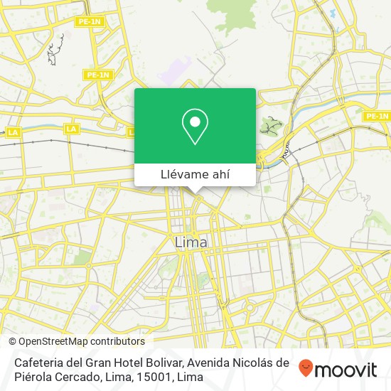 Mapa de Cafeteria del Gran Hotel Bolivar, Avenida Nicolás de Piérola Cercado, Lima, 15001