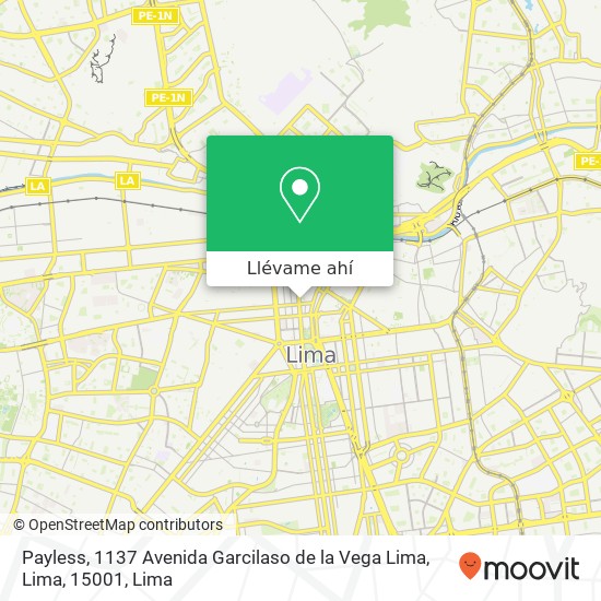 Mapa de Payless, 1137 Avenida Garcilaso de la Vega Lima, Lima, 15001