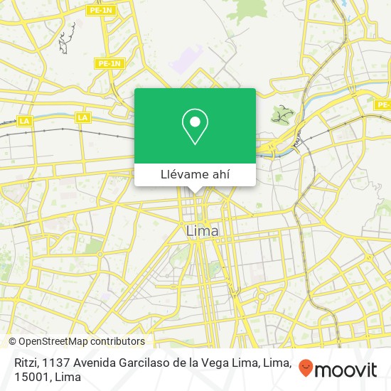 Mapa de Ritzi, 1137 Avenida Garcilaso de la Vega Lima, Lima, 15001