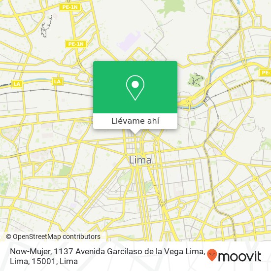 Mapa de Now-Mujer, 1137 Avenida Garcilaso de la Vega Lima, Lima, 15001