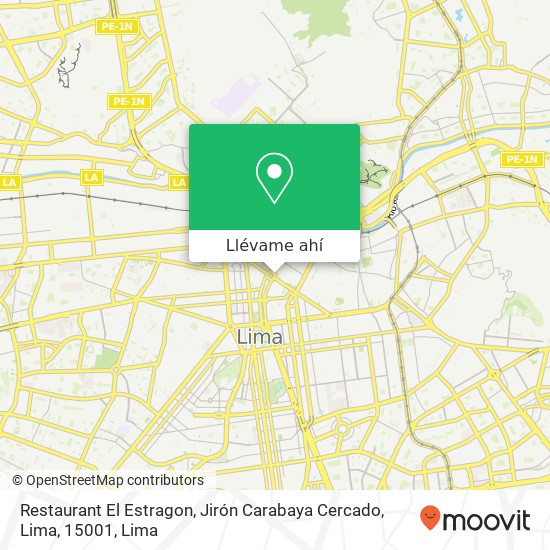 Mapa de Restaurant El Estragon, Jirón Carabaya Cercado, Lima, 15001