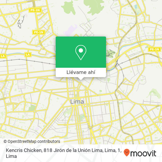 Mapa de Kencris Chicken, 818 Jirón de la Unión Lima, Lima, 1
