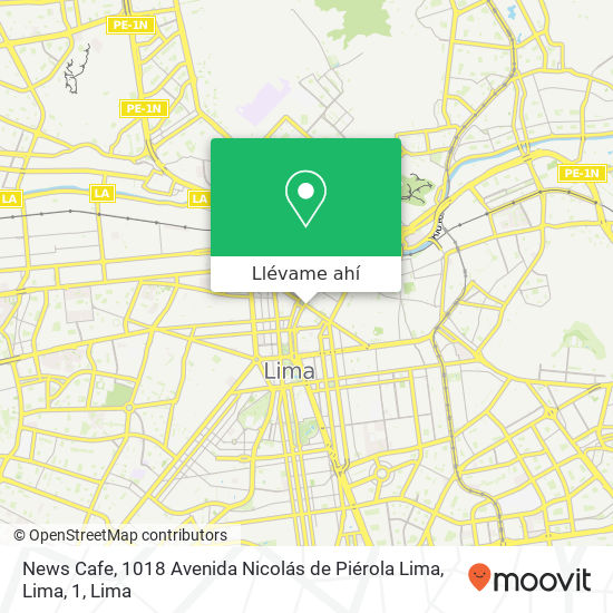 Mapa de News Cafe, 1018 Avenida Nicolás de Piérola Lima, Lima, 1