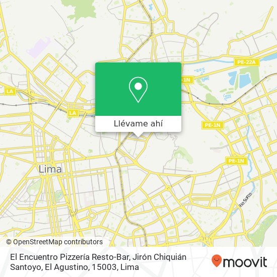 Mapa de El Encuentro Pizzería Resto-Bar, Jirón Chiquián Santoyo, El Agustino, 15003