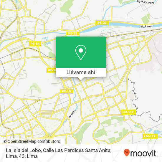 Mapa de La Isla del Lobo, Calle Las Perdices Santa Anita, Lima, 43
