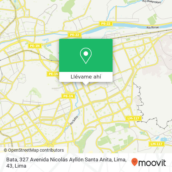 Mapa de Bata, 327 Avenida Nicolás Ayllón Santa Anita, Lima, 43