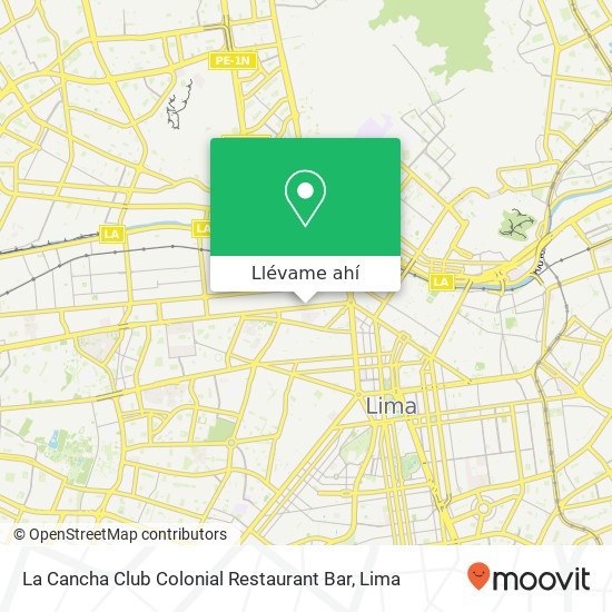 Mapa de La Cancha Club Colonial Restaurant Bar, Avenida Mrcal Óscar R. Benavides Zona Industrial, Lima, 15082