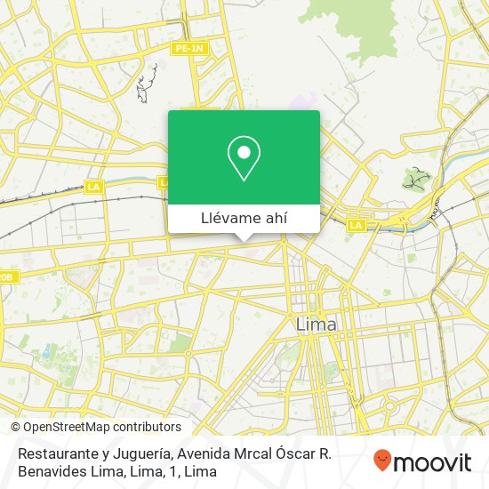 Mapa de Restaurante y Juguería, Avenida Mrcal Óscar R. Benavides Lima, Lima, 1