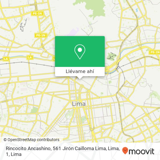 Mapa de Rincocito Ancashino, 561 Jirón Cailloma Lima, Lima, 1