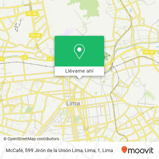 Mapa de McCafé, 599 Jirón de la Unión Lima, Lima, 1
