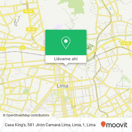 Mapa de Casa King's, 581 Jirón Camaná Lima, Lima, 1