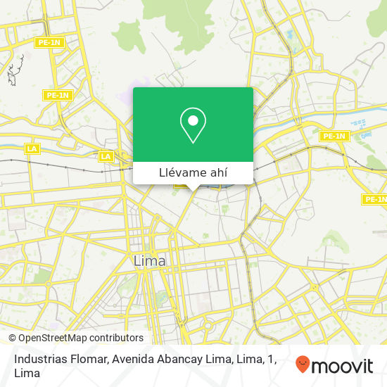 Mapa de Industrias Flomar, Avenida Abancay Lima, Lima, 1