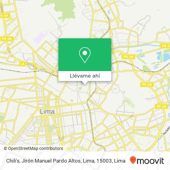 Mapa de Chili's, Jirón Manuel Pardo Altos, Lima, 15003