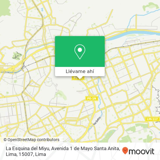 Mapa de La Esquina del Miyu, Avenida 1 de Mayo Santa Anita, Lima, 15007