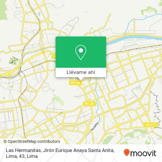 Mapa de Las Hermanitas, Jirón Eurique Anaya Santa Anita, Lima, 43
