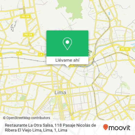 Mapa de Restaurante La Otra Salsa, 118 Pasaje Nicolás de Ribera El Viejo Lima, Lima, 1