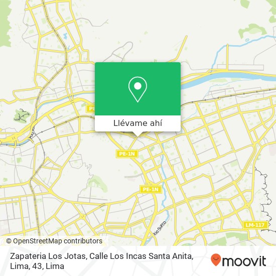 Mapa de Zapateria Los Jotas, Calle Los Incas Santa Anita, Lima, 43