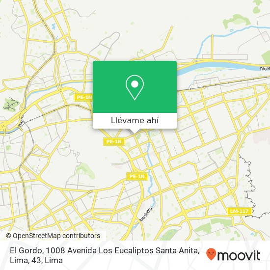 Mapa de El Gordo, 1008 Avenida Los Eucaliptos Santa Anita, Lima, 43