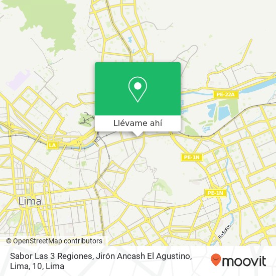 Mapa de Sabor Las 3 Regiones, Jirón Ancash El Agustino, Lima, 10