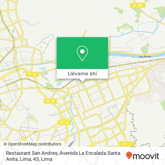 Mapa de Restaurant San Andres, Avenida La Encalada Santa Anita, Lima, 43