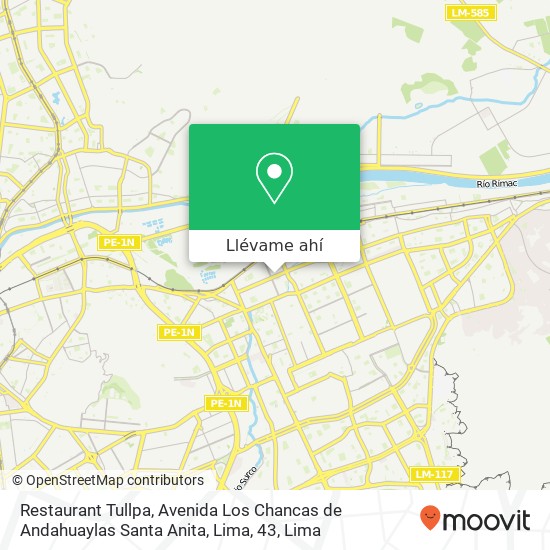 Mapa de Restaurant Tullpa, Avenida Los Chancas de Andahuaylas Santa Anita, Lima, 43