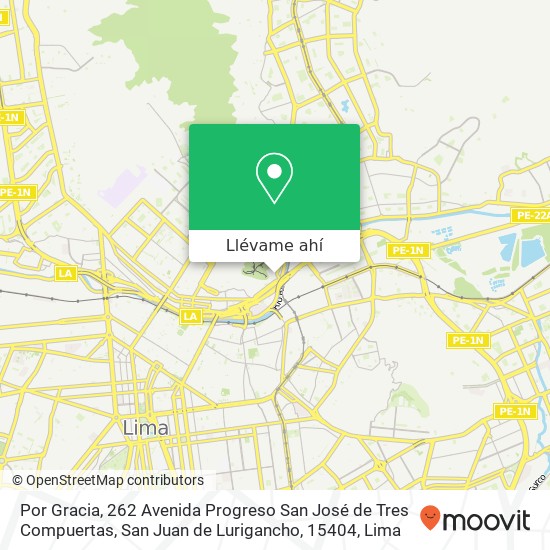 Mapa de Por Gracia, 262 Avenida Progreso San José de Tres Compuertas, San Juan de Lurigancho, 15404