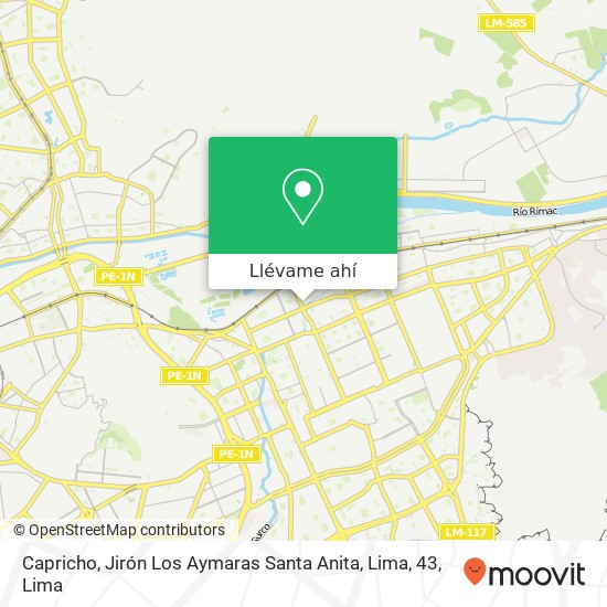 Mapa de Capricho, Jirón Los Aymaras Santa Anita, Lima, 43