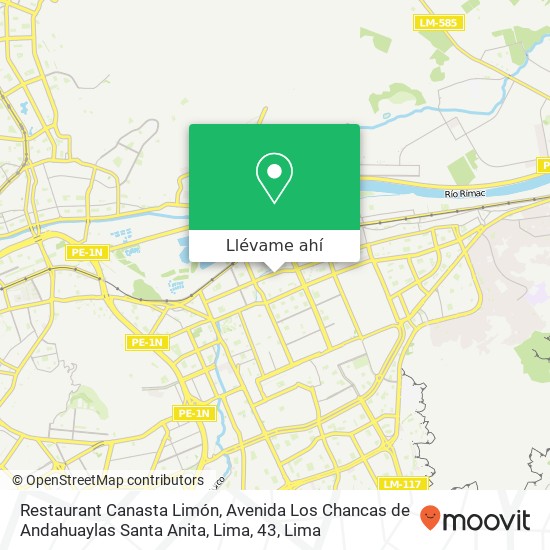 Mapa de Restaurant Canasta Limón, Avenida Los Chancas de Andahuaylas Santa Anita, Lima, 43