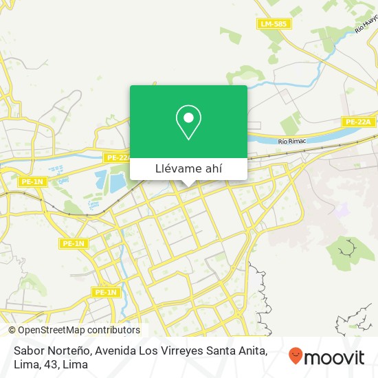 Mapa de Sabor Norteño, Avenida Los Virreyes Santa Anita, Lima, 43