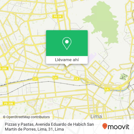 Mapa de Pizzas y Pastas, Avenida Eduardo de Habich San Martín de Porres, Lima, 31