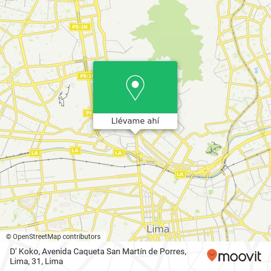 Mapa de D' Koko, Avenida Caqueta San Martín de Porres, Lima, 31