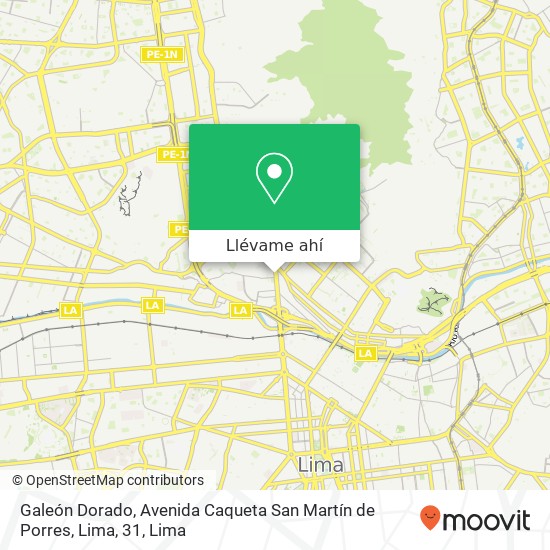 Mapa de Galeón Dorado, Avenida Caqueta San Martín de Porres, Lima, 31