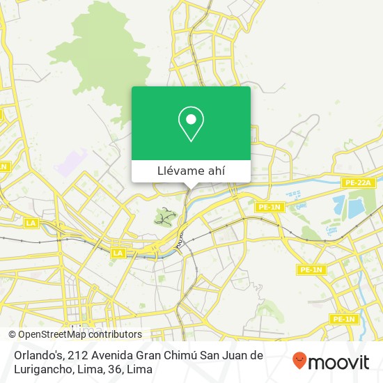 Mapa de Orlando's, 212 Avenida Gran Chimú San Juan de Lurigancho, Lima, 36