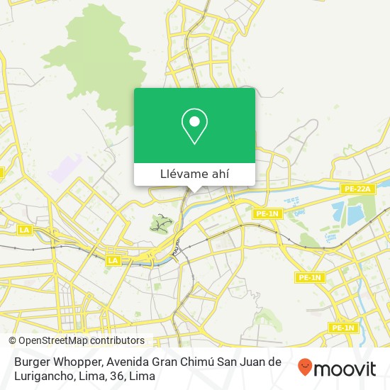 Mapa de Burger Whopper, Avenida Gran Chimú San Juan de Lurigancho, Lima, 36