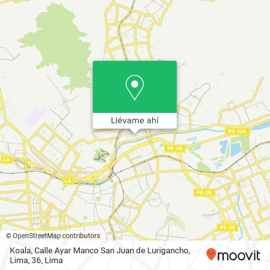 Mapa de Koala, Calle Ayar Manco San Juan de Lurigancho, Lima, 36