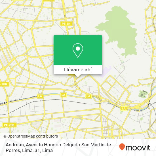 Mapa de Andrea's, Avenida Honorio Delgado San Martín de Porres, Lima, 31