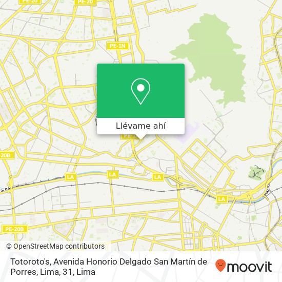 Mapa de Totoroto's, Avenida Honorio Delgado San Martín de Porres, Lima, 31