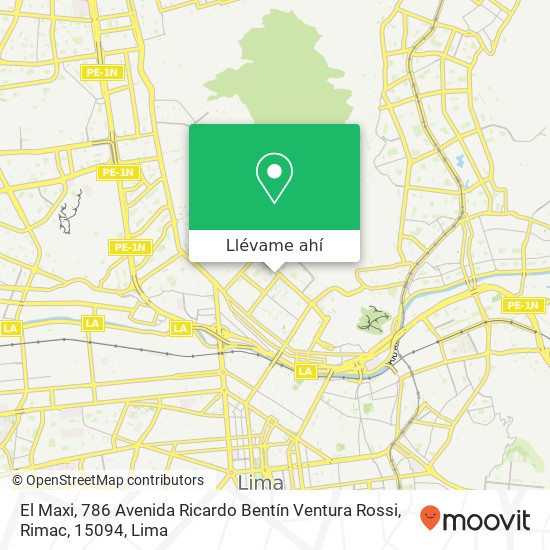 Mapa de El Maxi, 786 Avenida Ricardo Bentín Ventura Rossi, Rimac, 15094