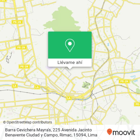 Mapa de Barra Cevichera Mayra's, 225 Avenida Jacinto Benavente Ciudad y Campo, Rimac, 15094