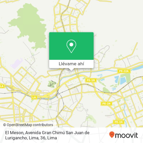 Mapa de El Meson, Avenida Gran Chimú San Juan de Lurigancho, Lima, 36