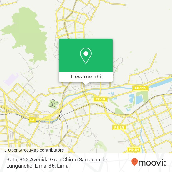 Mapa de Bata, 853 Avenida Gran Chimú San Juan de Lurigancho, Lima, 36