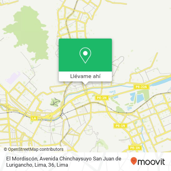 Mapa de El Mordiscón, Avenida Chinchaysuyo San Juan de Lurigancho, Lima, 36