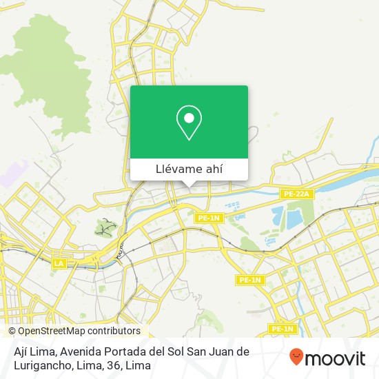 Mapa de Ají Lima, Avenida Portada del Sol San Juan de Lurigancho, Lima, 36