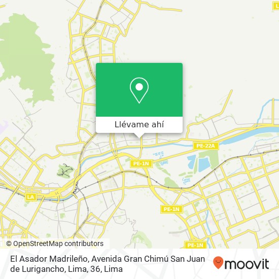 Mapa de El Asador Madrileño, Avenida Gran Chimú San Juan de Lurigancho, Lima, 36