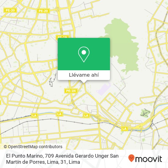 Mapa de El Punto Marino, 709 Avenida Gerardo Unger San Martín de Porres, Lima, 31