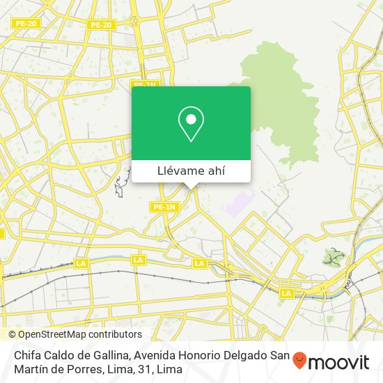 Mapa de Chifa Caldo de Gallina, Avenida Honorio Delgado San Martín de Porres, Lima, 31