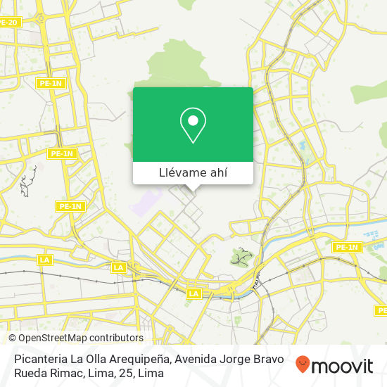 Mapa de Picanteria La Olla Arequipeña, Avenida Jorge Bravo Rueda Rimac, Lima, 25