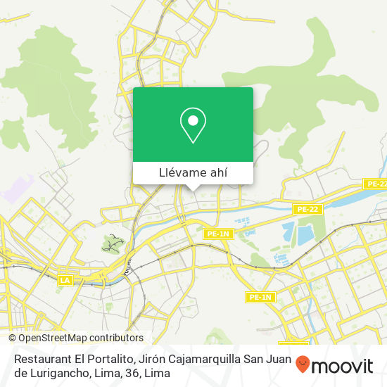Mapa de Restaurant El Portalito, Jirón Cajamarquilla San Juan de Lurigancho, Lima, 36